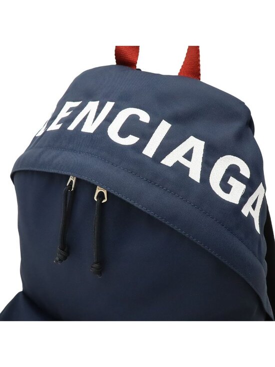 Balenciaga Wheel Backpack Logo Embroidery Nylon Canvas Navy